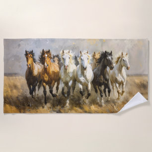 Serviette De Plage Harde de Cheval Galloping Mustang Peinture