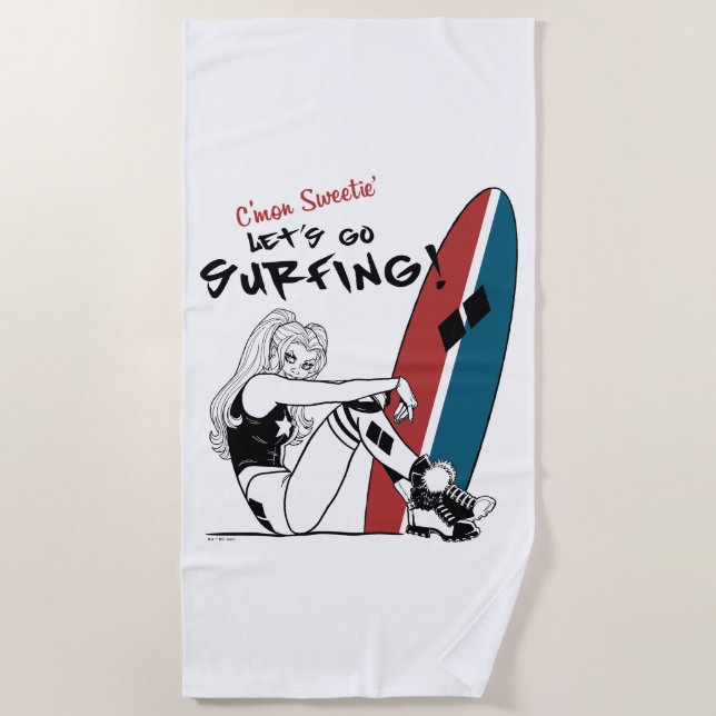 Serviette De Plage Harley Quinn - Allons surfer (Devant)