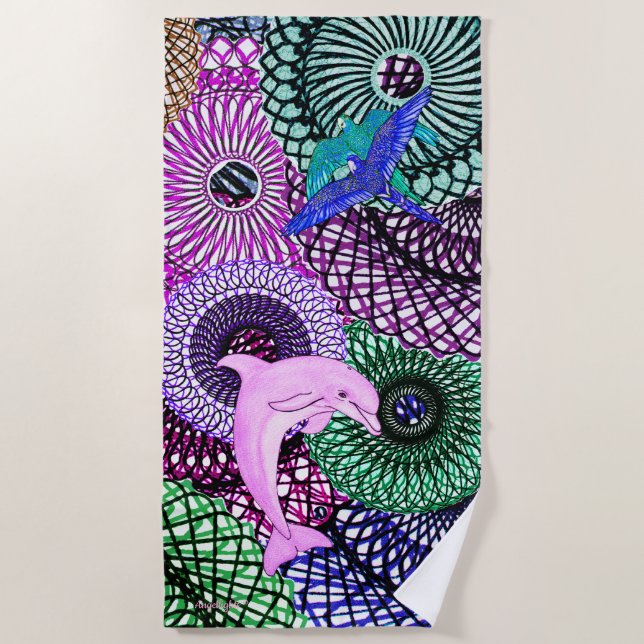 Serviette De Plage Harmonie des dauphins (Devant)