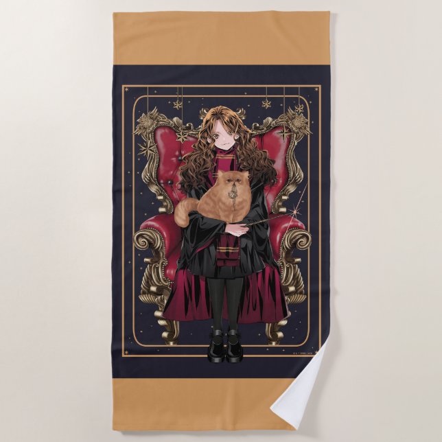Serviette De Plage HARRY POTTER™ | Hermione Granger assise en anime (Devant)