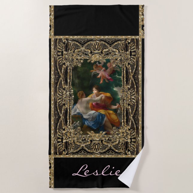 Serviette De Plage Haute autorisation Monogramme baroque (Devant)