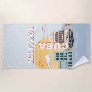 Serviette De Plage Havana Cuba Art Vintage voyage