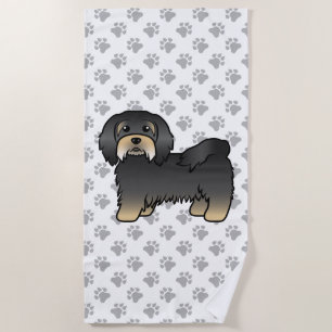 Serviette De Plage Havanais noir et feu, chien de dessin animé mignon