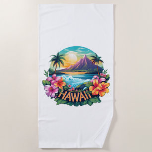 Serviette De Plage Hawaii Aloha Tropical Beach Mountains Voyage