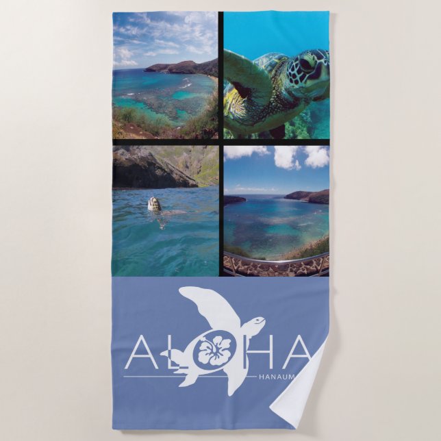 Serviette De Plage Hawaii Îles Hanauma Baie Aloha Turtle (Devant)