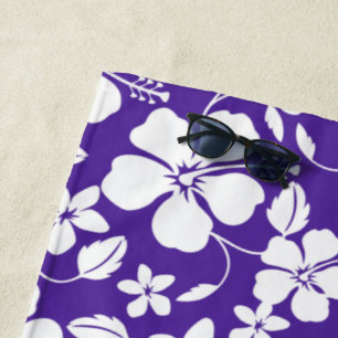 SERVIETTE DE PLAGE HAWAIIAN HULA (HIBISCUS) PURPLE