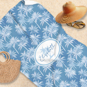 Serviette De Plage Hawaiian Palm Tree Silhouette Motif Blue ID1093