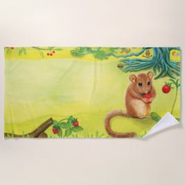 Serviette De Plage Hazel Dormouse Manger Fraise Sauvage
