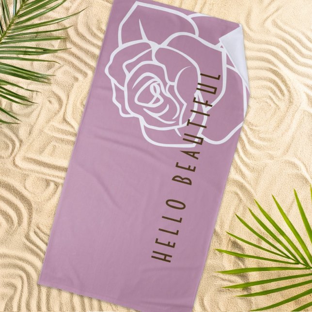 Serviette De Plage Hello Beautity - Moderne Chic Rose Rose (Créateur téléchargé)
