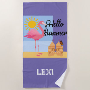 Serviette De Plage Hello Summer Pink Flamant rose Design - Beach Towe