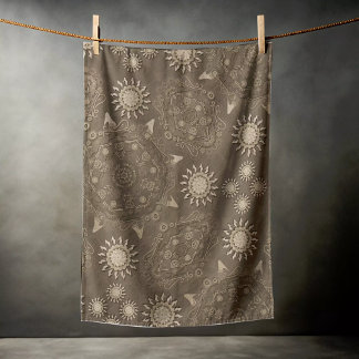 Serviette De Plage Hexa sepia doré oursidae mandala art moderne