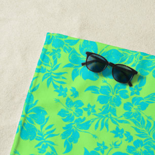 Serviette De Plage Hibiscus Pareau perturbé Floral Hawaïen - Lime