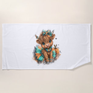 Serviette De Plage Highland Cow Farm Halloween