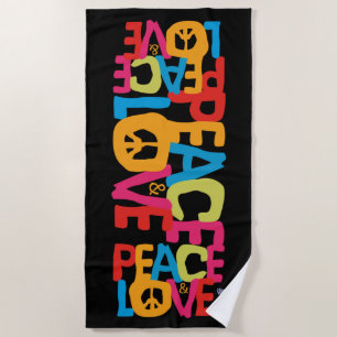 SERVIETTE DE PLAGE HIPPIE ÉTÉ MONDIAL 2021 PAIX ET AMOUR