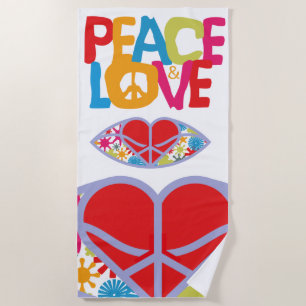 SERVIETTE DE PLAGE HIPPIE MONDE ÉTÉ 2021 PAIX ET AMOUR