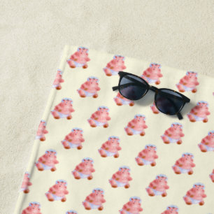 Serviette De Plage Hippopotame heureux de bébé