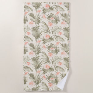 Serviette De Plage Hisbiscus Tropical Palm Tree Motif