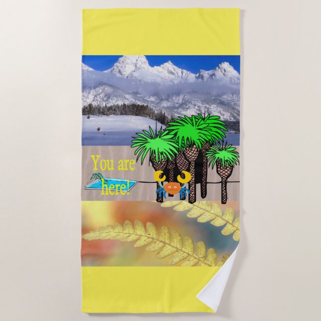 Serviette de plage Hiver Été Automne Vous êtes ici (Devant)