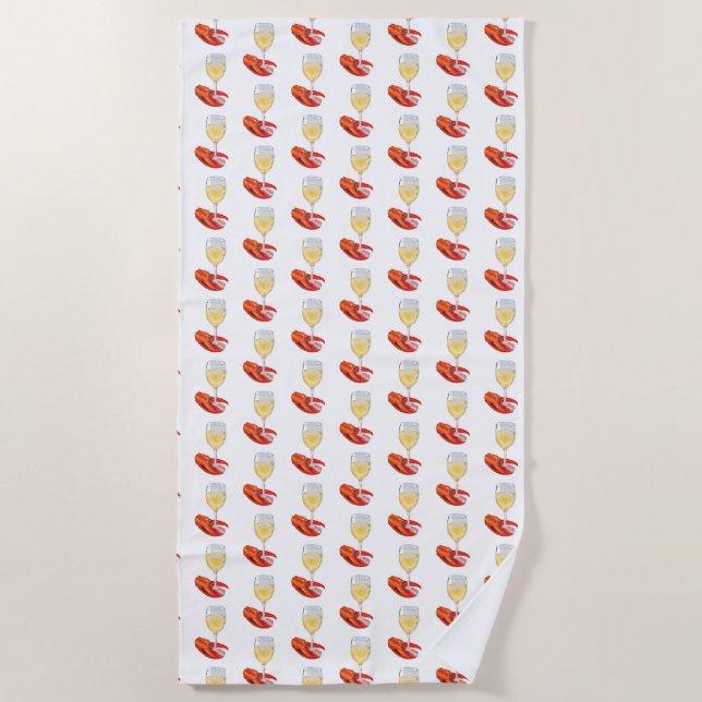 Serviette De Plage Homard et vin (Devant)