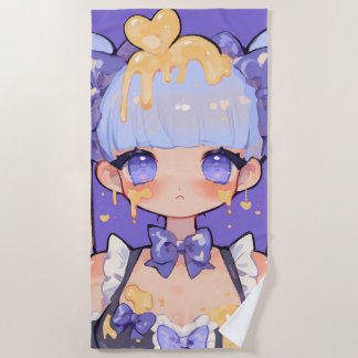 Serviette De Plage Honey Drip Kawaii Chibi Girl
