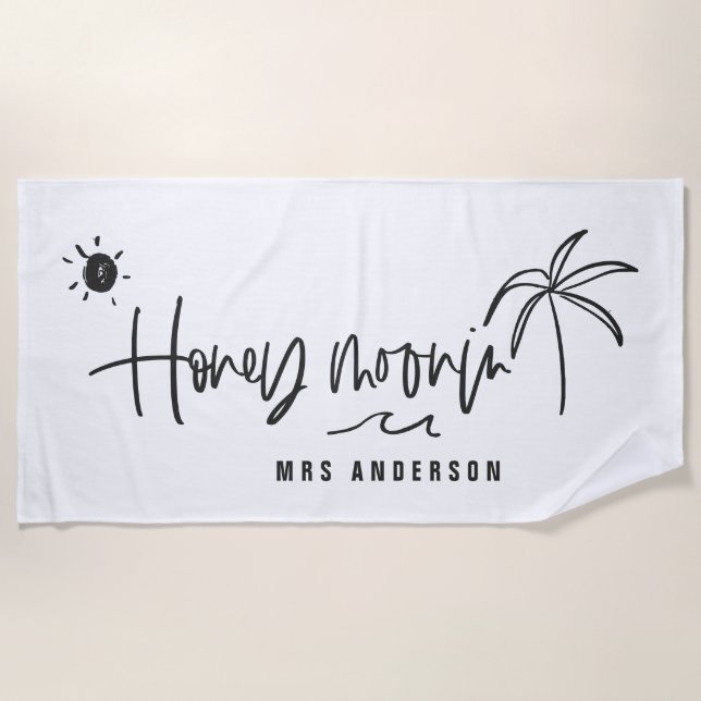 Serviette De Plage Honeymooning palm trewedding gift (Devant)