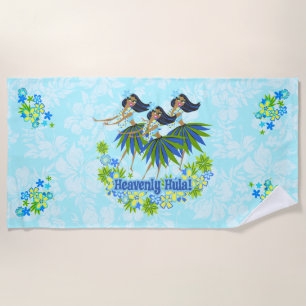 Serviette De Plage Hula Hawaiian Hula Girl Turq Hibiscus paradisiaque