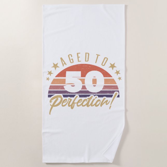 Serviette De Plage Humour 50e anniversaire de Retro (Devant)