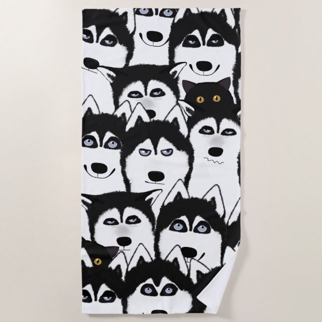 Serviette de plage Huskies (Devant)
