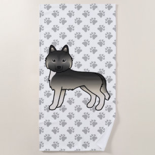 Serviette De Plage Husky sibérien agouti Chien de dessin animé mignon