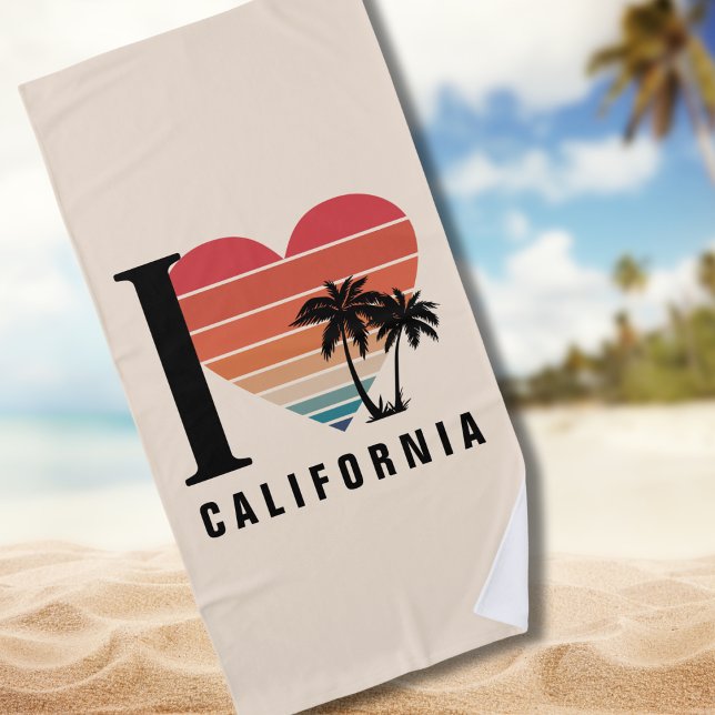 Serviette De Plage I ♥ California Retro (Créateur téléchargé)