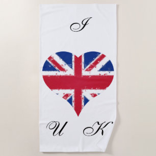 Serviette De Plage I Heart UK Anglais drapeau britannique