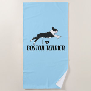 Serviette De Plage I Love Boston Terrier Dog