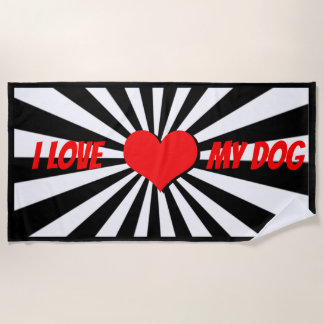Serviette De Plage I love my dog