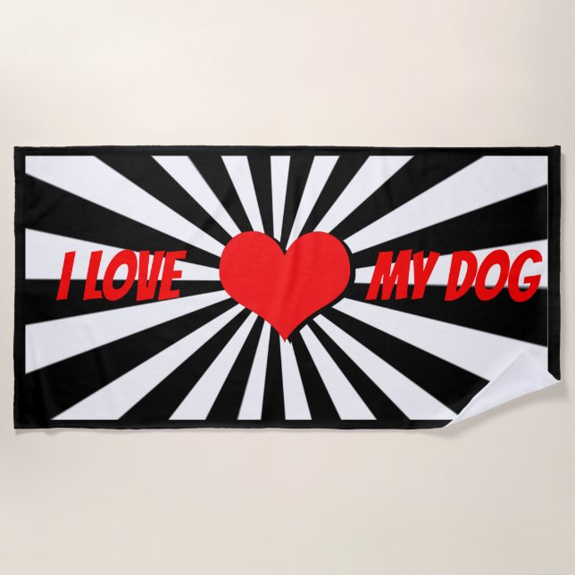 Serviette De Plage I love my dog (Devant)