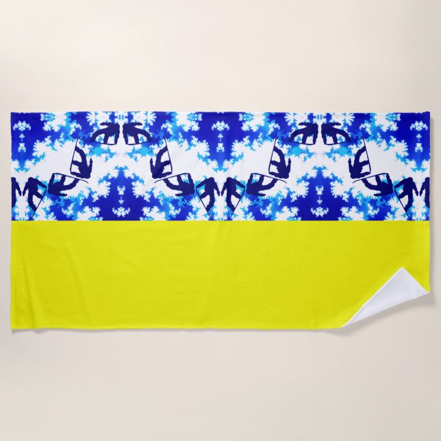 Serviette De Plage Ice Blue Snowboard Sky Yellow Snowboard Sport (Devant)