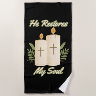 Serviette De Plage Il Restaure Mon Âme Bible Citation Plage Serviette