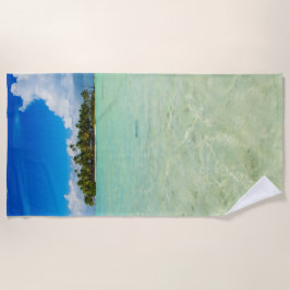 Serviette De Plage Île inhabitée dans une lagune bleue tropicale