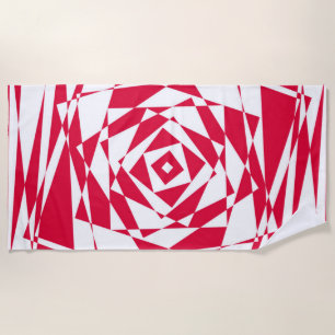 Serviette De Plage Illusion abstraite rouge blanc