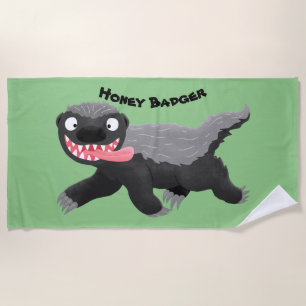 Serviette De Plage Illustration de blaireau au miel affamé