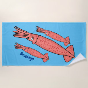 Serviette De Plage Illustration de calamar rose