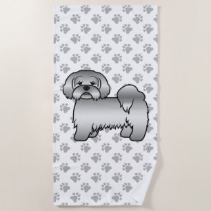 Serviette De Plage Illustration de chien de dessin animé mignon Lhass