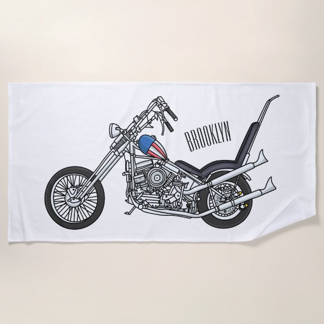 Serviette De Plage Illustration de Chopper Motorcycle 1950 (Devant)