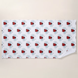 Serviette De Plage Illustration de coccinelle mignonne