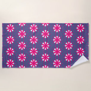 Serviette De Plage Illustration de formes florales violettes et roses