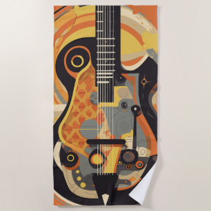 Serviette De Plage Illustration de guitare rétro