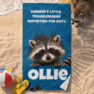 Serviette De Plage Illustration de journée ensoleillée de raton laveu