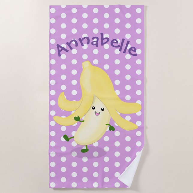 Serviette De Plage Illustration de la banane de Cute kawaii (Devant)