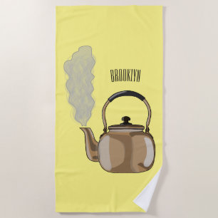 Serviette De Plage Illustration de la bouilloire à thé ou à thé