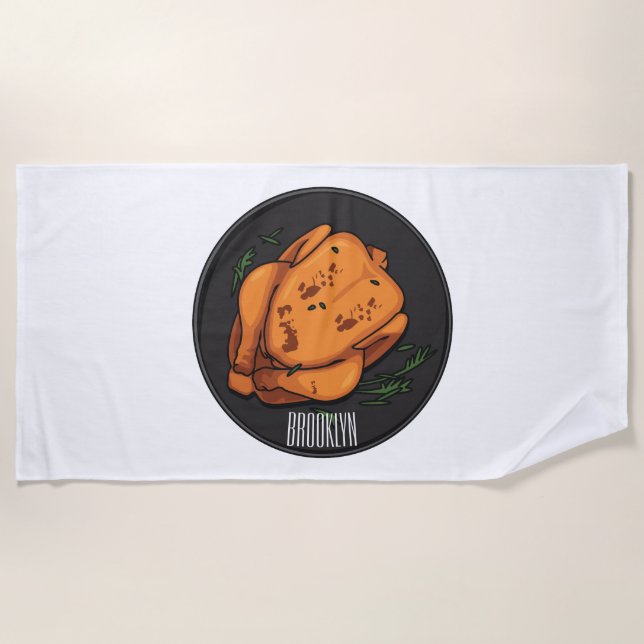 Serviette De Plage Illustration de poulet rôti (Devant)