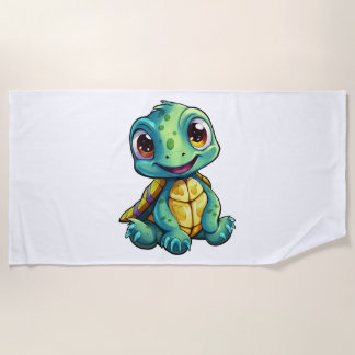 Serviette De Plage Illustration de tortue caricaturale
